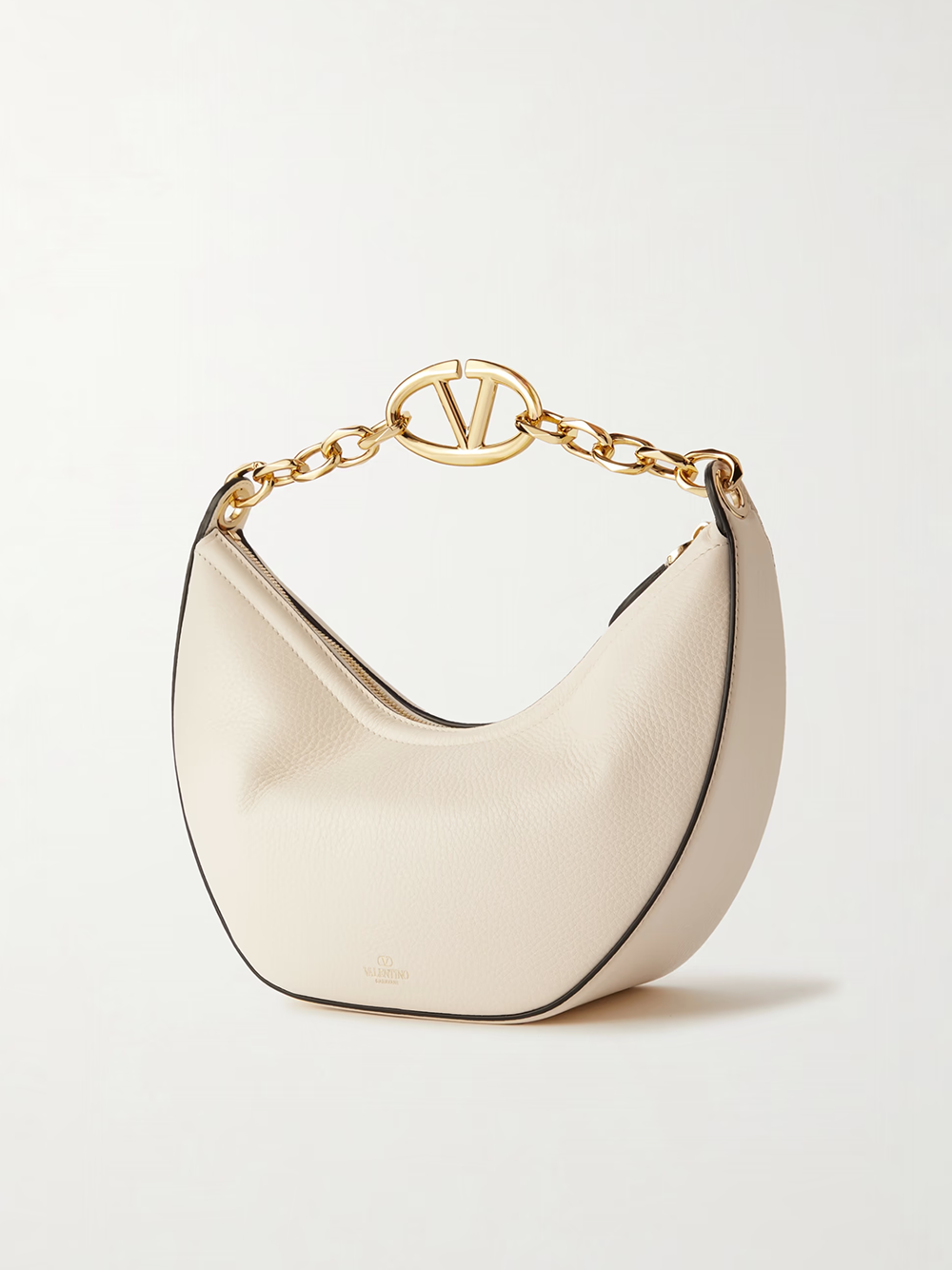 Valentino Garavani Ivory Leather Small Hobo Vlogo Shoulder Bag - Image 3