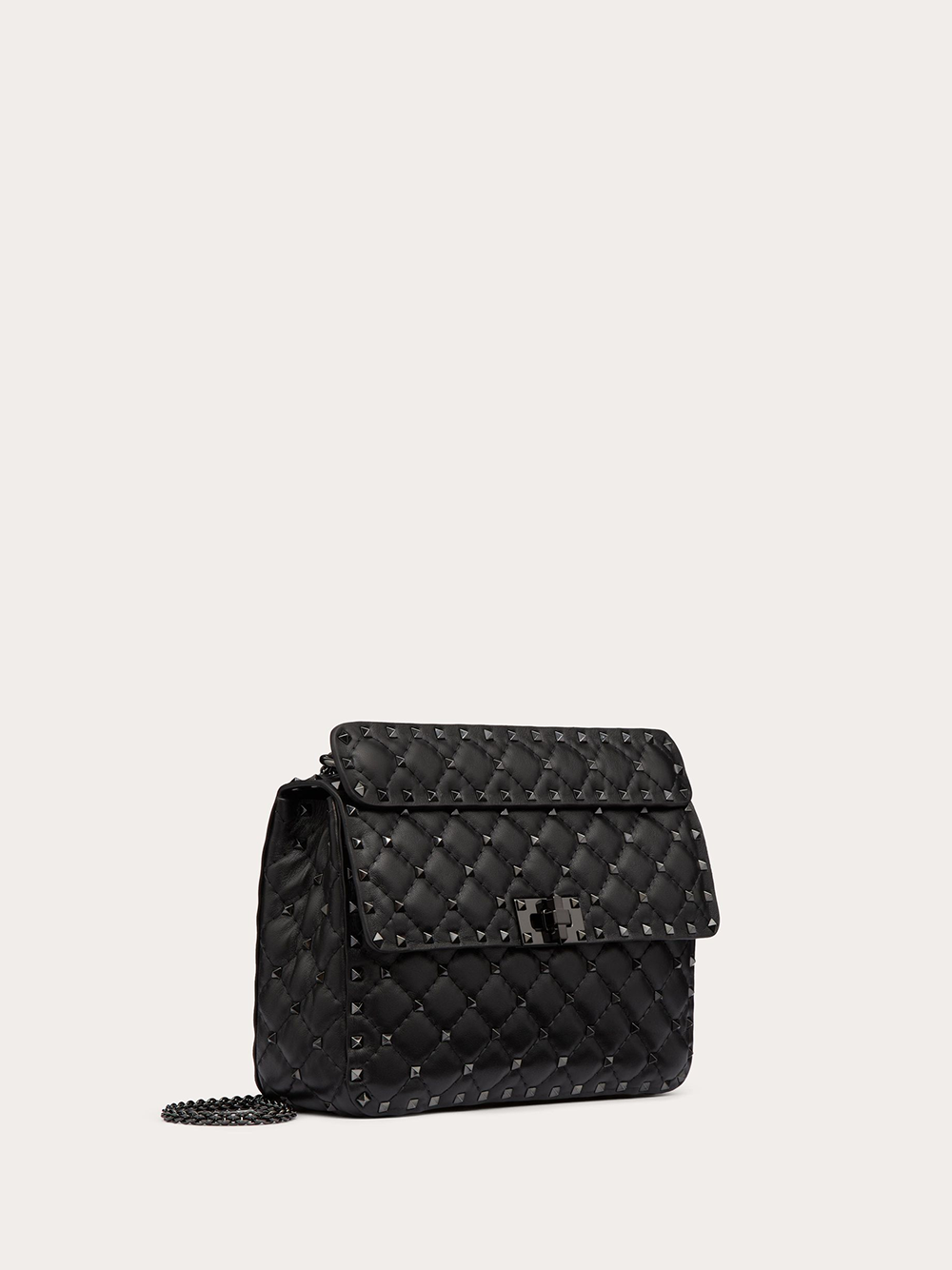 Valentino Garavani Black Nappa Leather Medium Rockstudt Spike Bag - Image 3