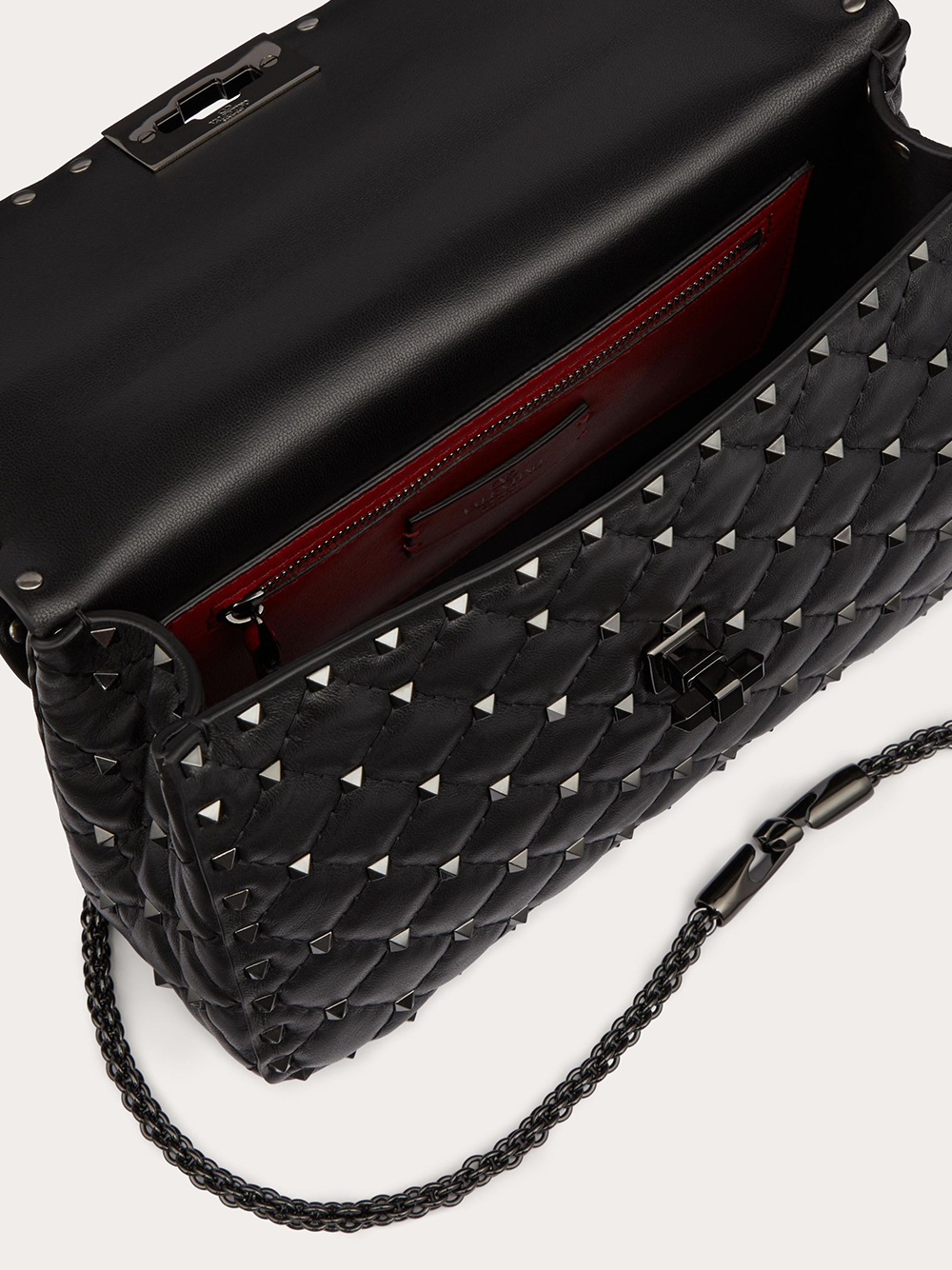 Valentino Garavani Black Nappa Leather Medium Rockstudt Spike Bag - Image 7