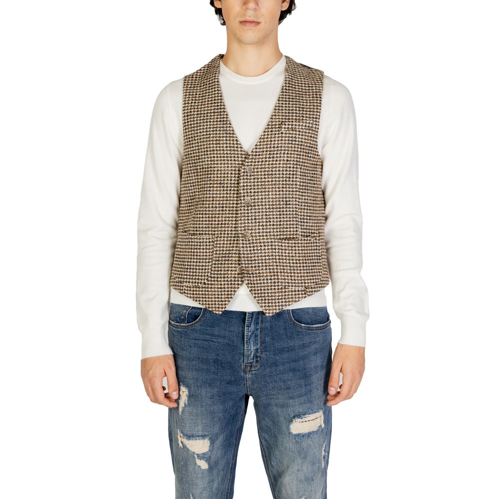 Gianni Lupo Beige Wool Waistcoat