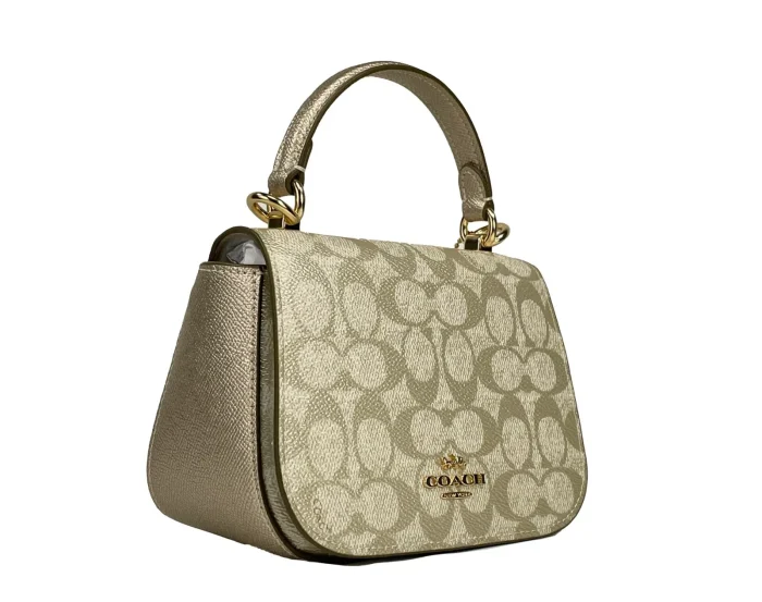 COACH Lysa Top Handle Bag Crossbody Champagne Gold - Image 2