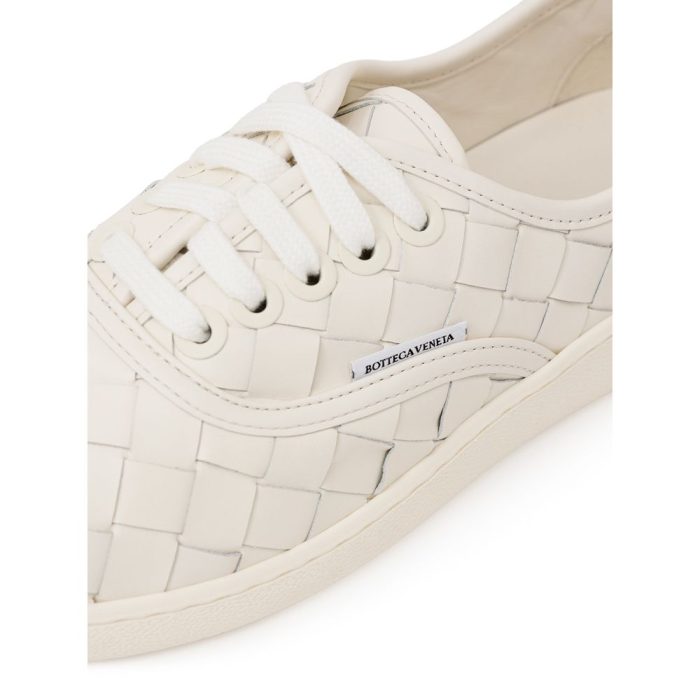 Bottega Veneta White Leather Sneaker - Image 3