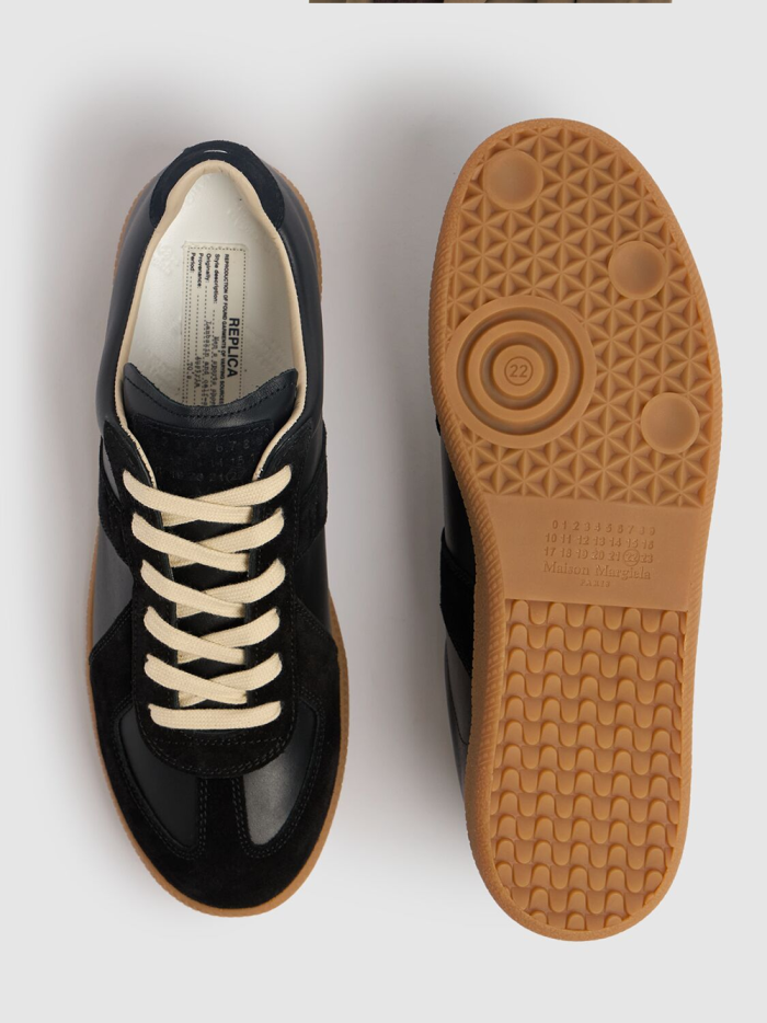 Maison Margiela Low Leather And Suede Sneakers - Image 3