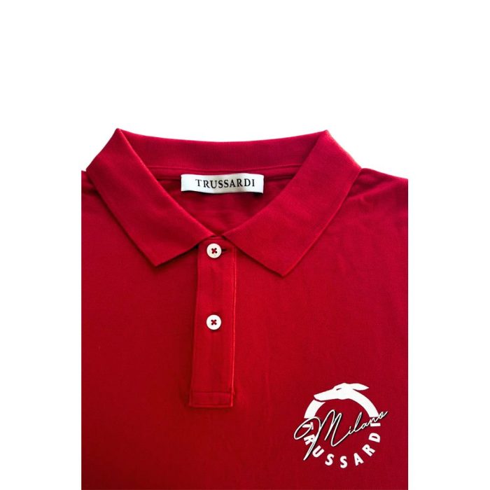 Trussardi Beachwear Red Cotton Mens Polo Shirt - Image 3