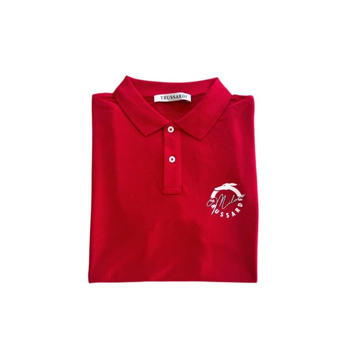 Trussardi Beachwear Red Cotton Mens Polo Shirt - Image 4