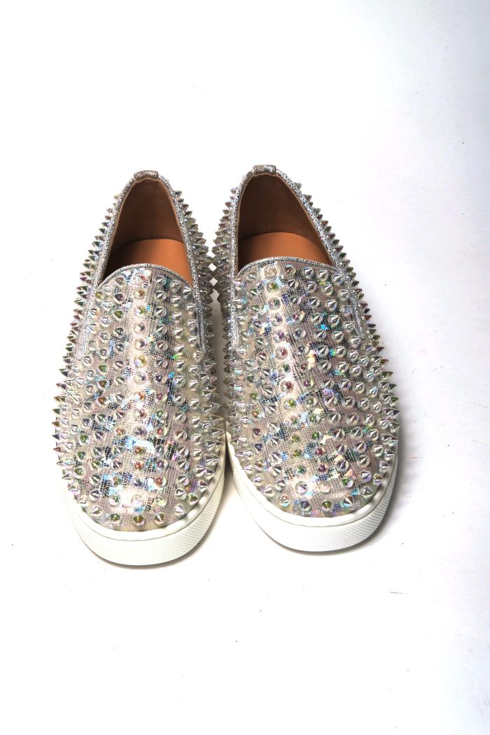 Christian Louboutin White Ab/Clear Ab Roller Boat Woman Flat Sneaker - Image 3
