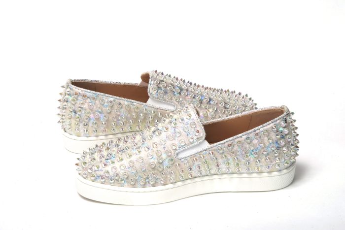 Christian Louboutin White Ab/Clear Ab Roller Boat Woman Flat Sneaker - Image 5
