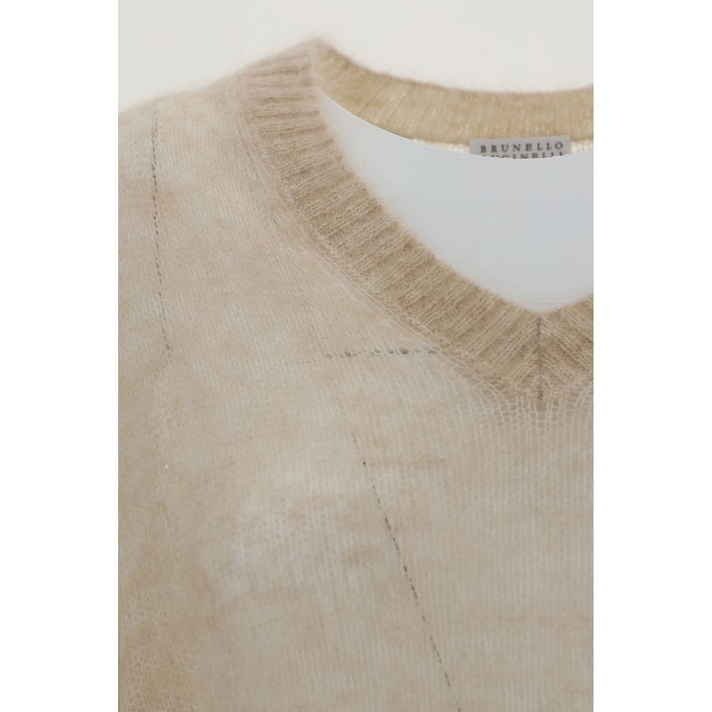 Brunello Cucinelli Beige Mohair Sweatshirt - Image 3