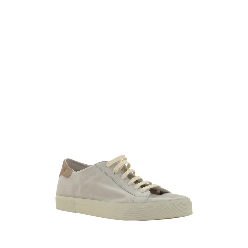 Brunello Cucinelli Cream White Leather Sneakers - Image 2