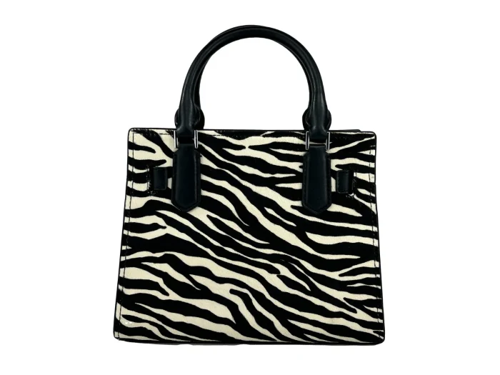 Michael Kors Hamilton Small Leather Zebra Print Satchel Crossbody Black/White - Image 3