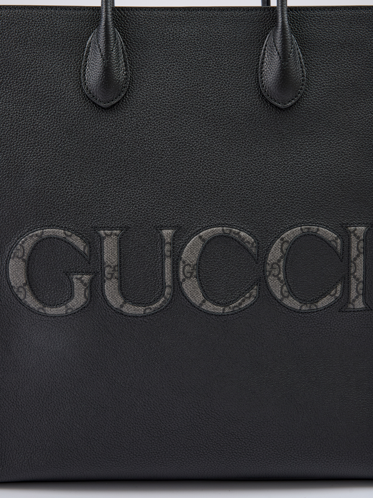 Gucci Black Leather Logo Medium Tote Bag - Image 4
