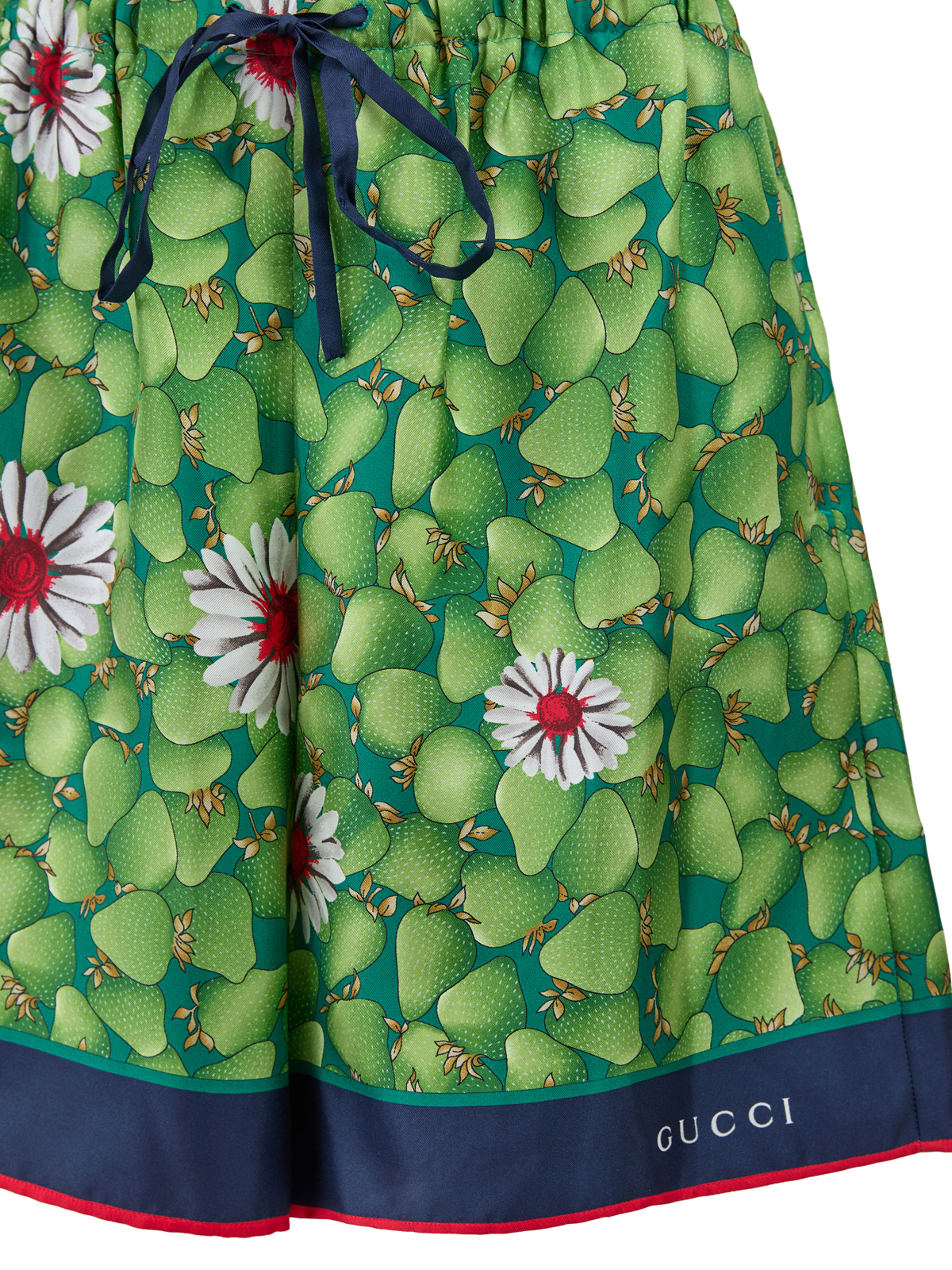 Gucci Green Flower Printed Silk Shorts - Image 2