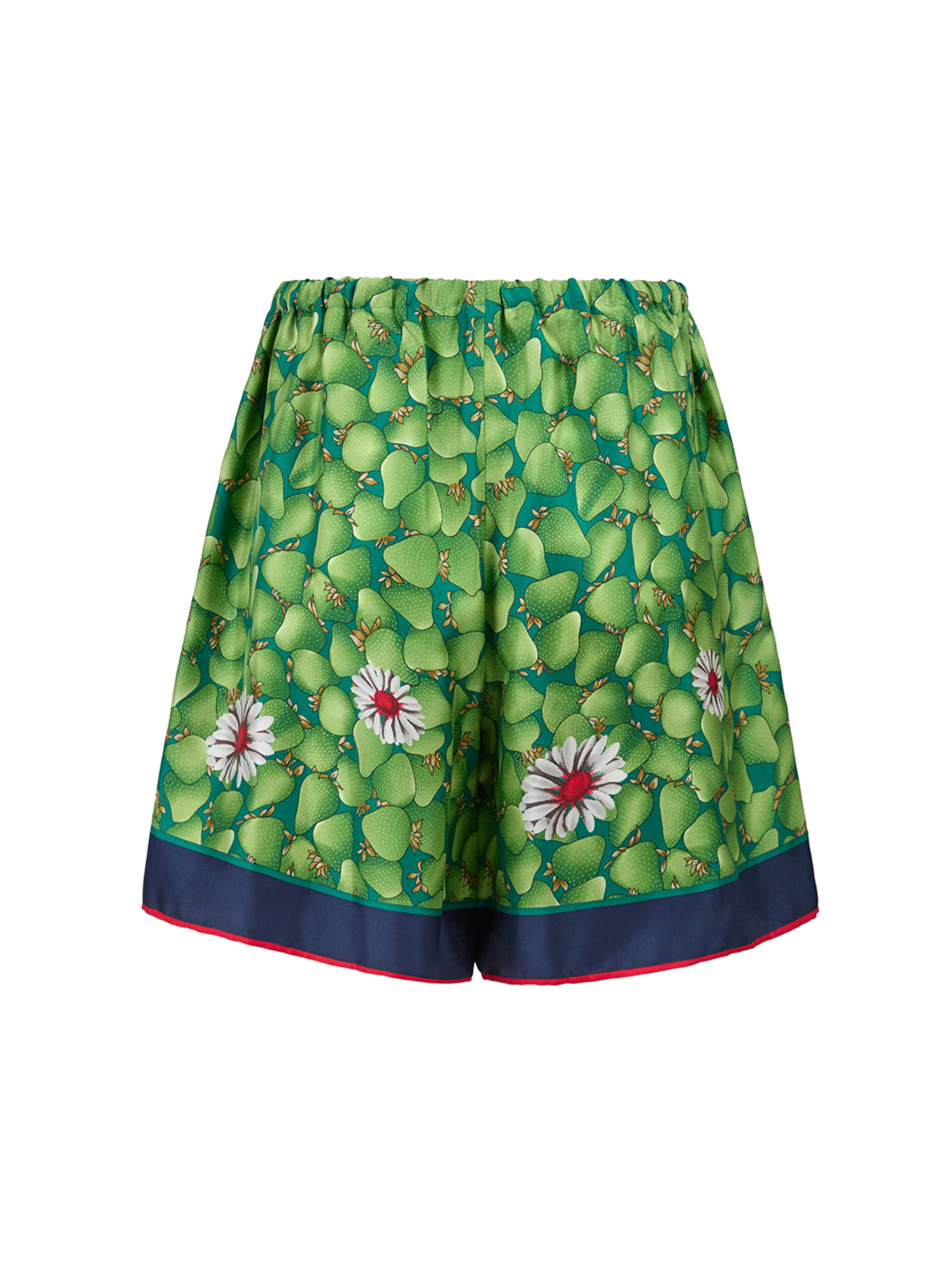 Gucci Green Flower Printed Silk Shorts - Image 3