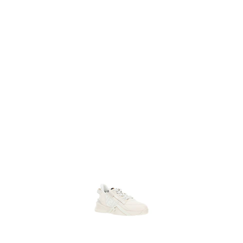 Fendi White Calf Leather Bos Taurus Athletic Sneakers - Image 2