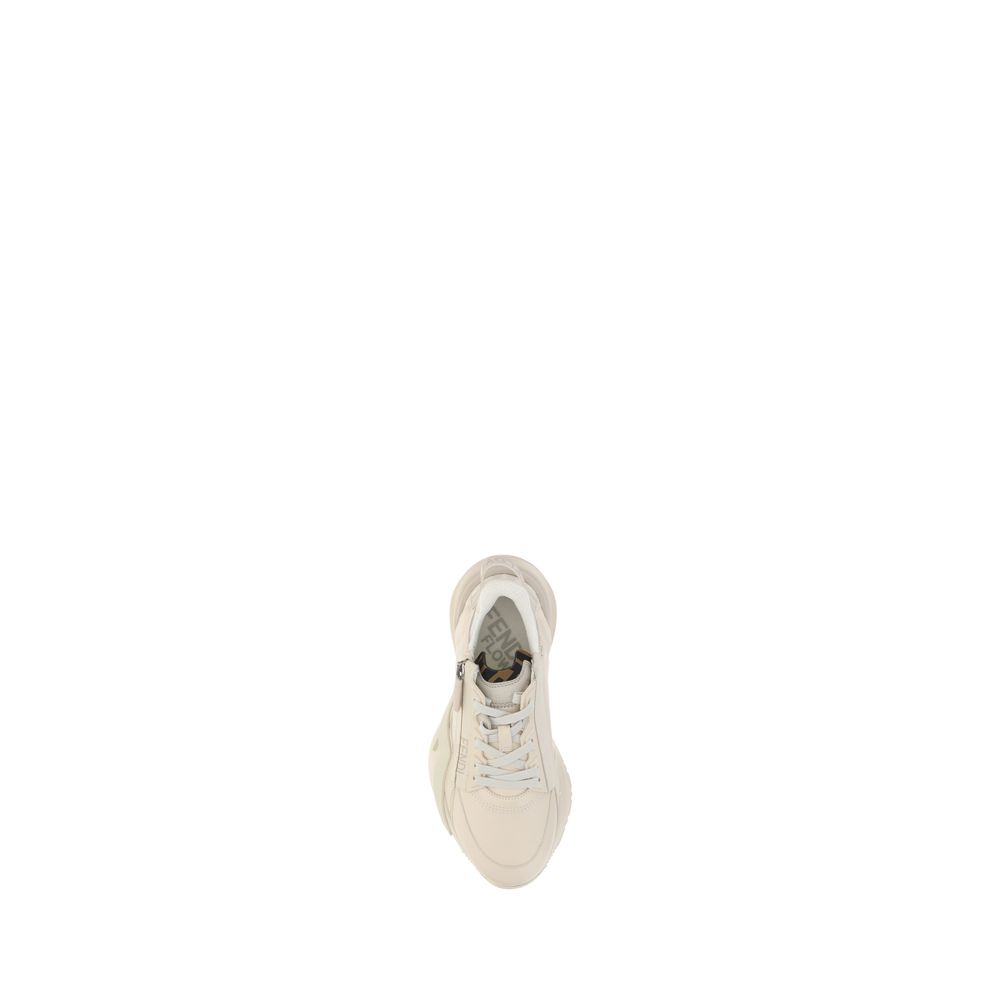 Fendi White Calf Leather Bos Taurus Athletic Sneakers - Image 4
