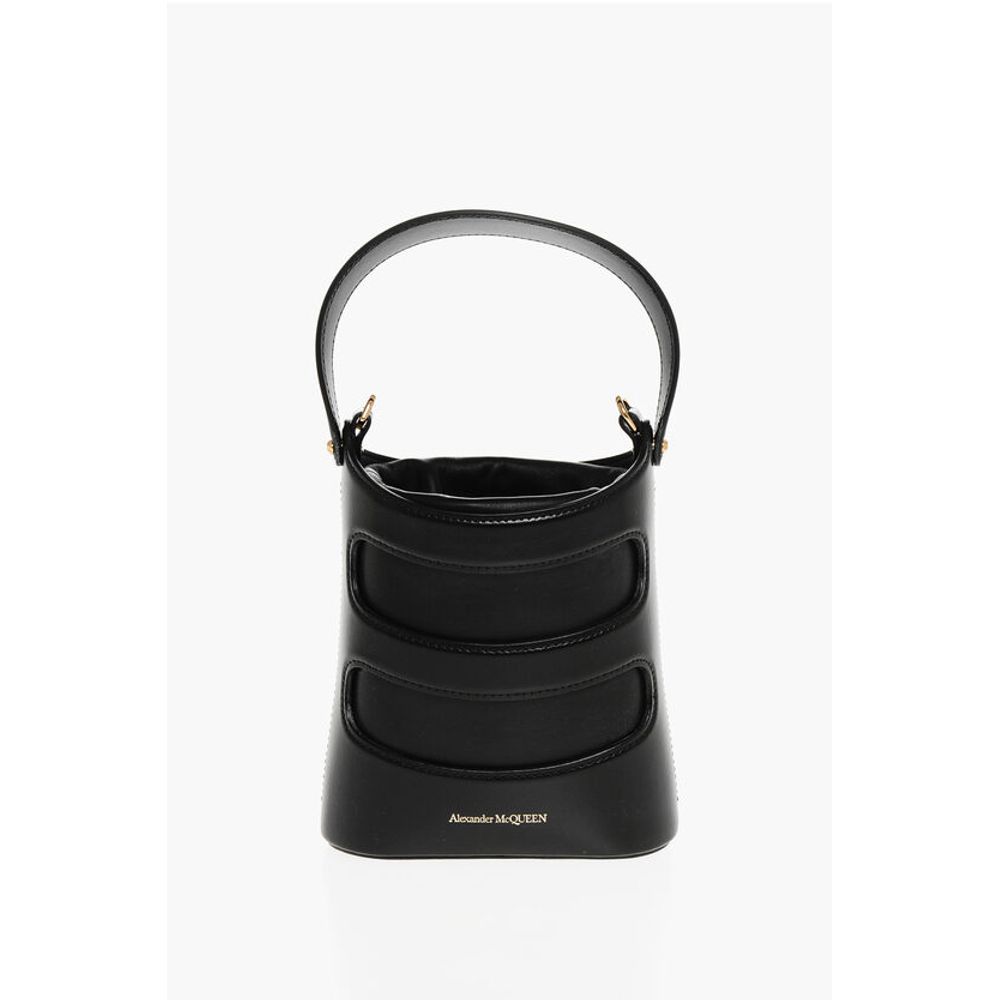Alexander McQueen Leather THE RISE Mini Bucket Bag with Shoulder Chain