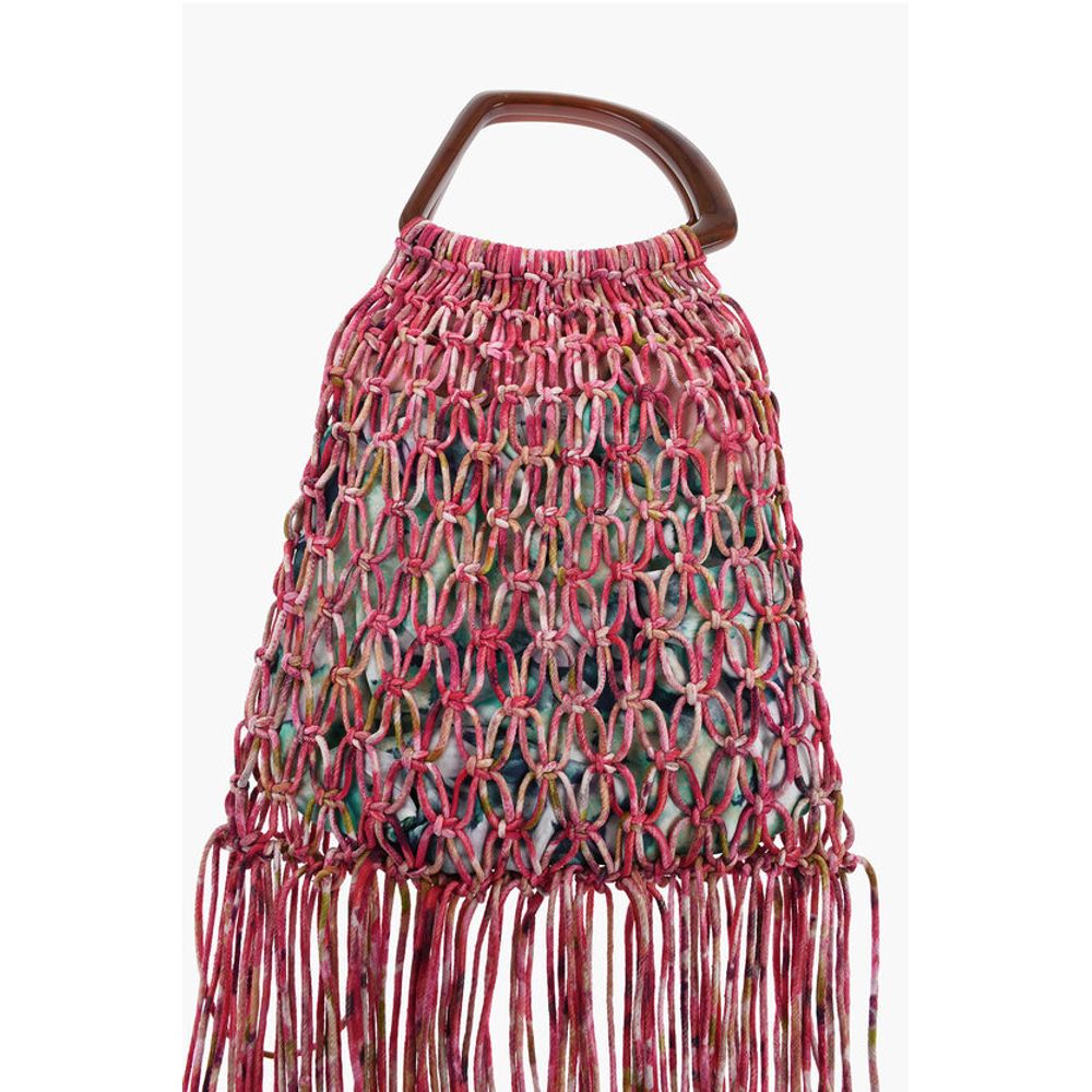 Dries Van Noten Mesh hand Bag With Maxi Fringes - Image 2