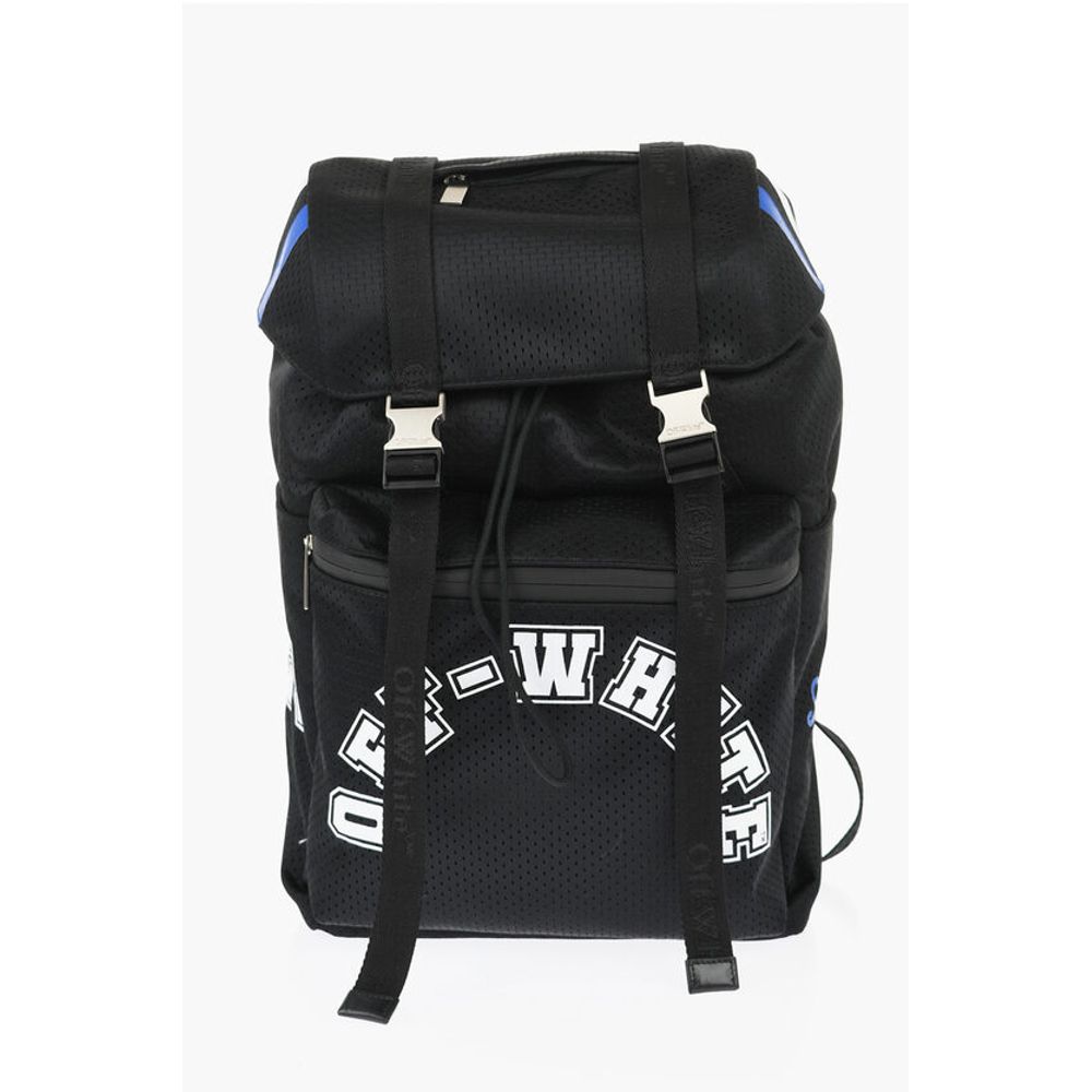 Off-White Perforated Nylon Hiking Backpack with Contrasting Details