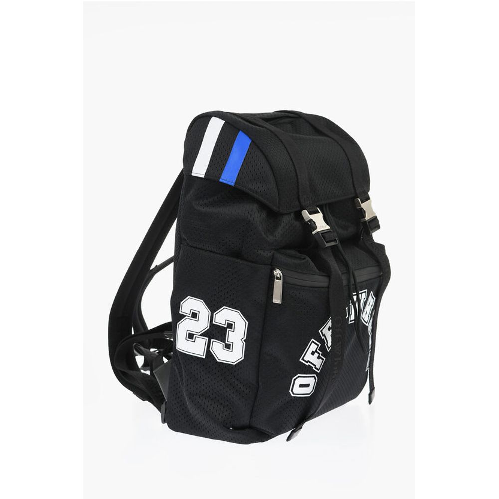 Off-White Perforated Nylon Hiking Backpack with Contrasting Details - Image 2