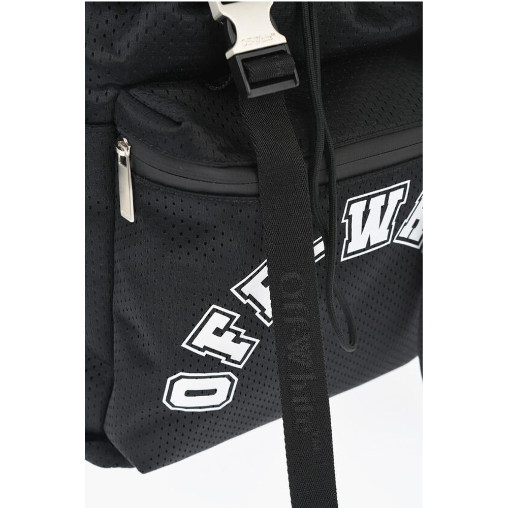 Off-White Perforated Nylon Hiking Backpack with Contrasting Details - Image 4