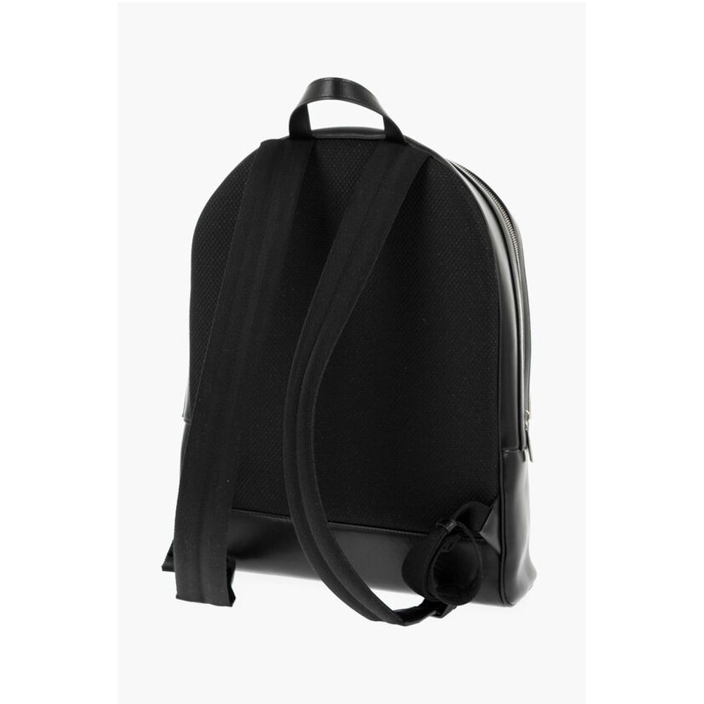 Off-White Leather ROUND VARSITY Backpack with Patches - Image 2