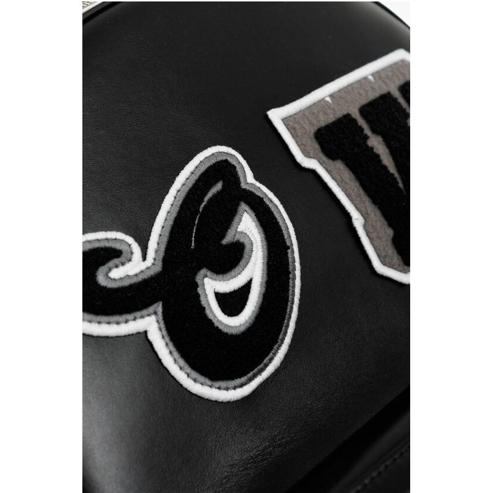 Off-White Leather ROUND VARSITY Backpack with Patches - Image 4