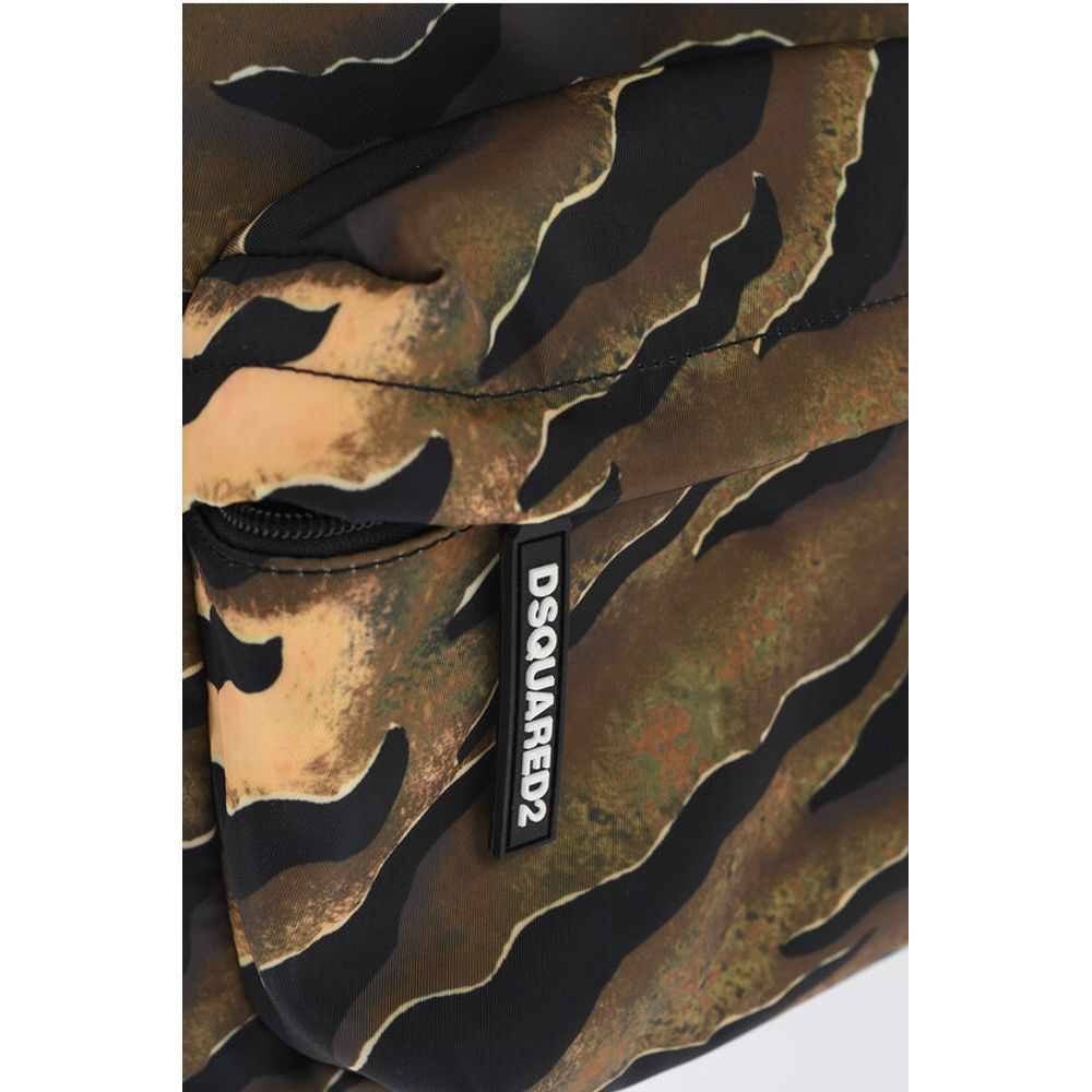 Dsquared² Animal Patterned Fabric Backpack with Leather Trims - Image 3