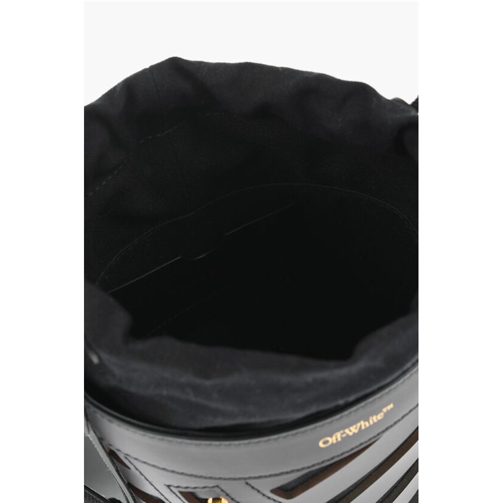 Off-White Leather CUT-OUT DIAG Bucket Bag with Drawstring - Image 4