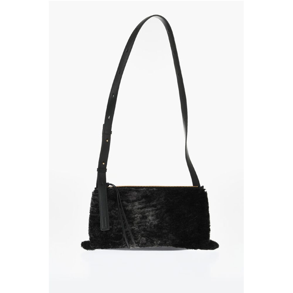 Jil Sander Shearling EMPIRE Shoulder Bag with Adjustable Strap
