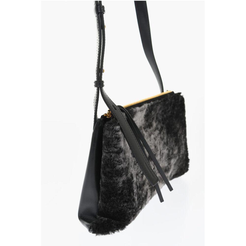 Jil Sander Shearling EMPIRE Shoulder Bag with Adjustable Strap - Image 3