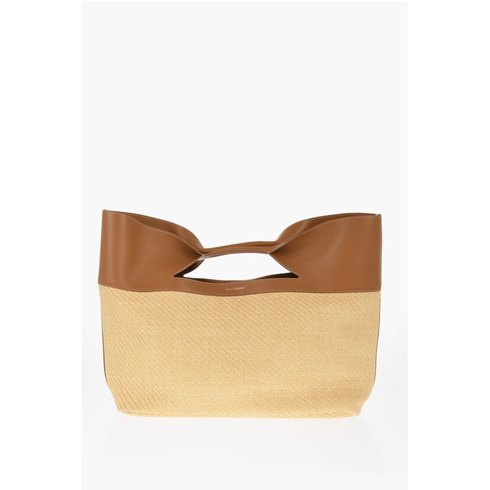 Alexander McQueen Leather and Raffia THE BOW Maxi Tote Bag