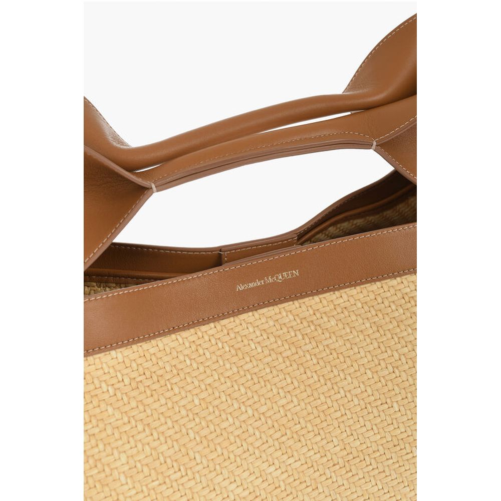Alexander McQueen Leather and Raffia THE BOW Maxi Tote Bag - Image 2