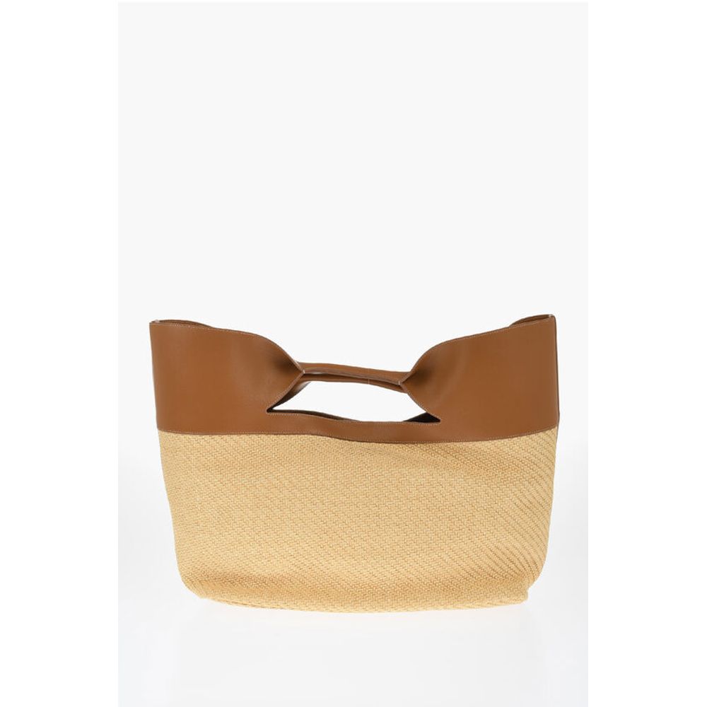 Alexander McQueen Leather and Raffia THE BOW Maxi Tote Bag - Image 3