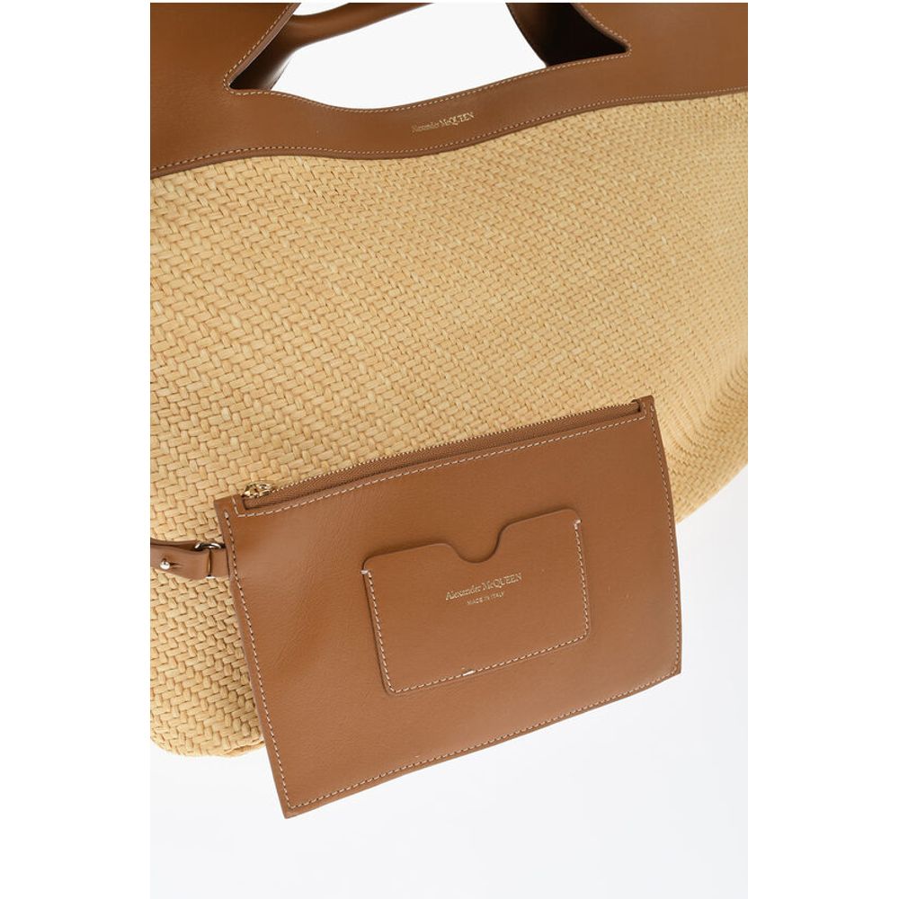 Alexander McQueen Leather and Raffia THE BOW Maxi Tote Bag - Image 4