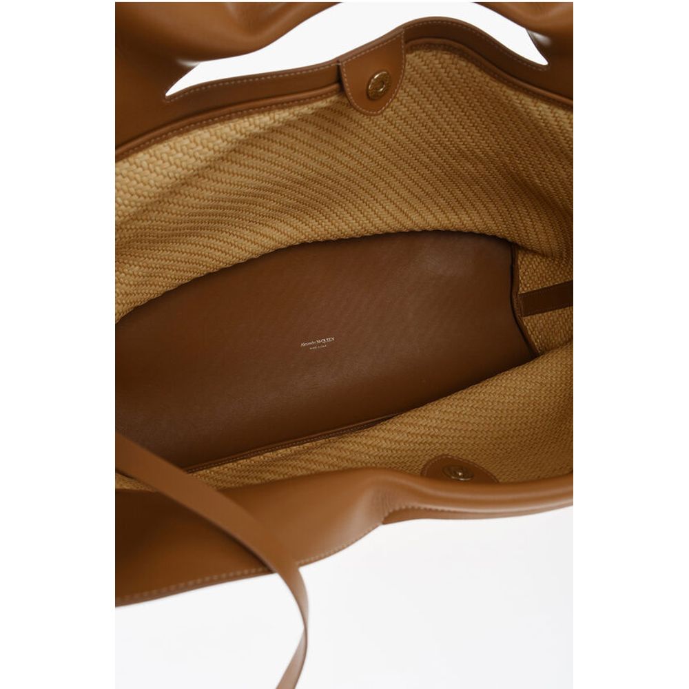 Alexander McQueen Leather and Raffia THE BOW Maxi Tote Bag - Image 5