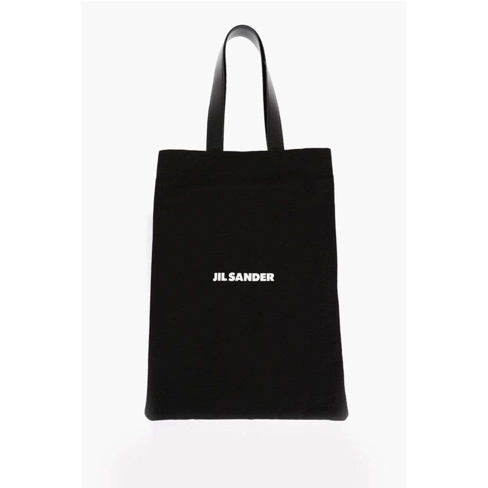 Jil Sander Canvas Shopper Bag with Leather Handles