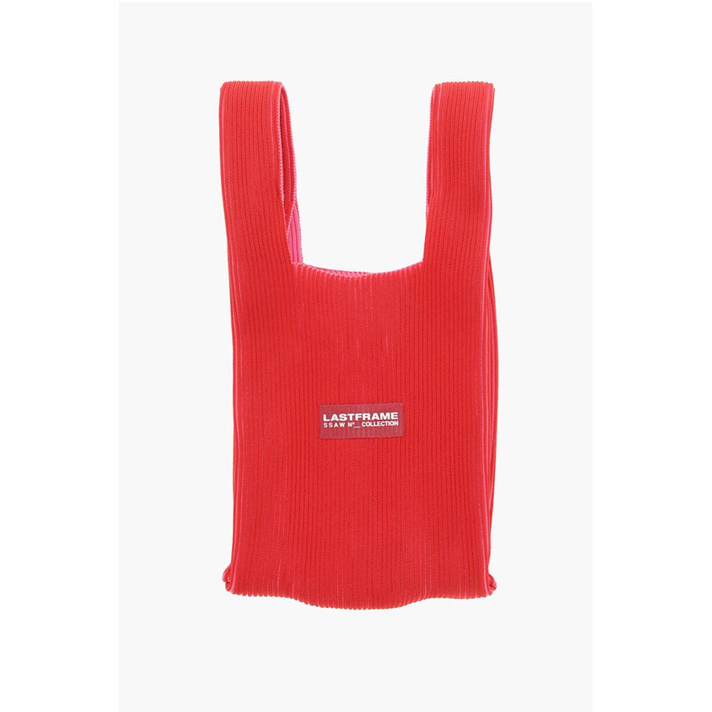 Last Frame Two-Tone Knitted Tote Bag with Faux Leather Shoulder Strap