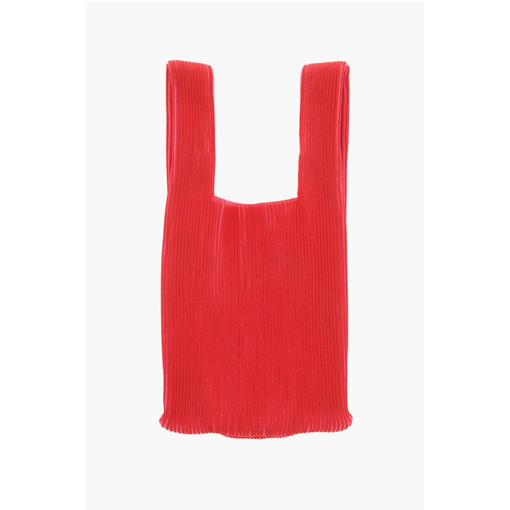 Last Frame Two-Tone Knitted Tote Bag with Faux Leather Shoulder Strap - Image 2