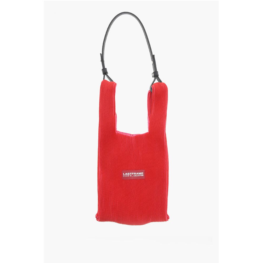 Last Frame Two-Tone Knitted Tote Bag with Faux Leather Shoulder Strap - Image 3