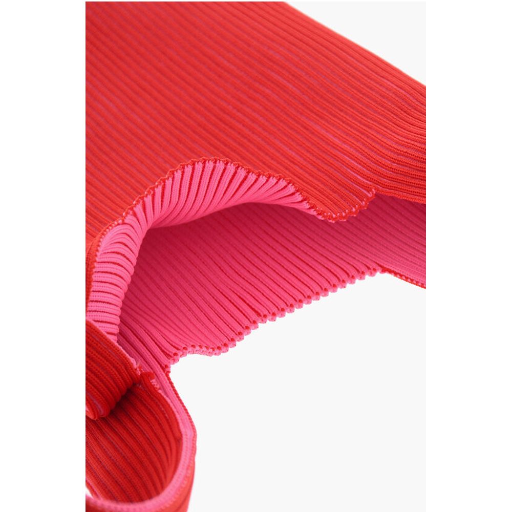 Last Frame Two-Tone Knitted Tote Bag with Faux Leather Shoulder Strap - Image 4