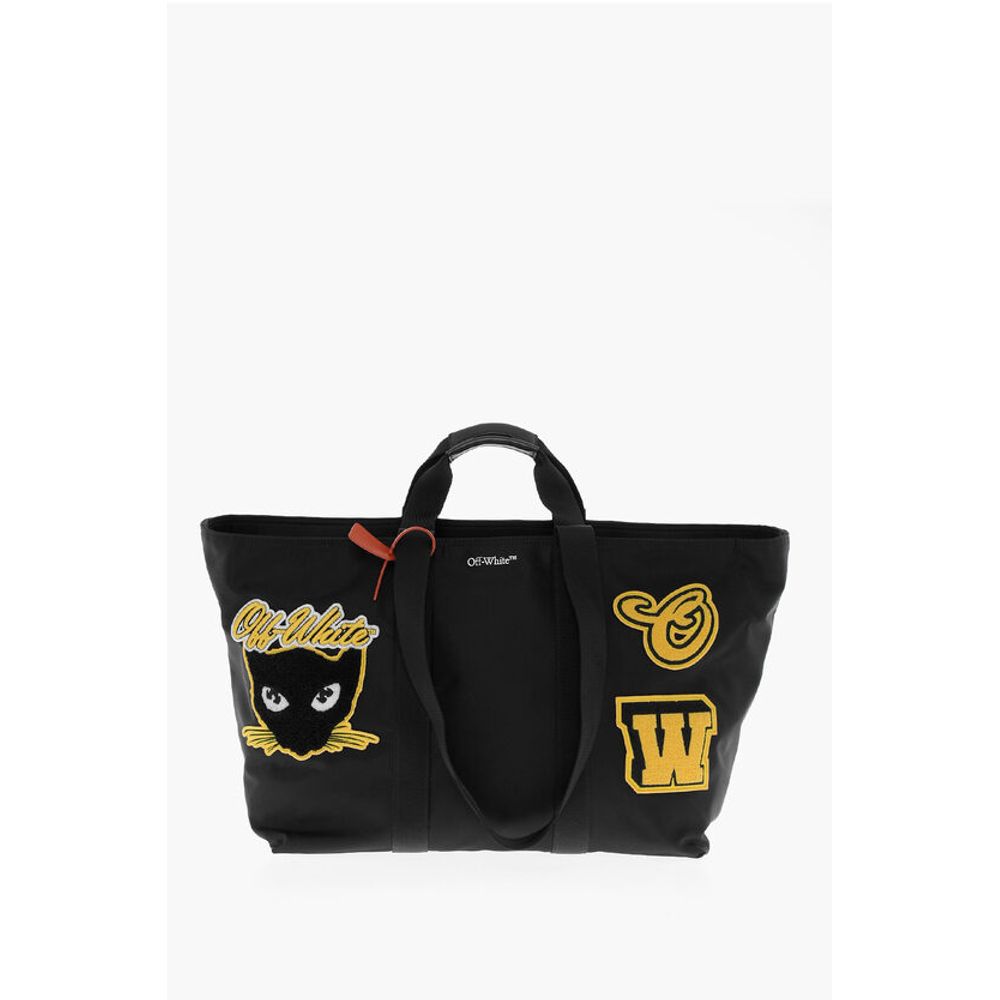 Off-White Maxi Travel Bag with Hard Core Patches