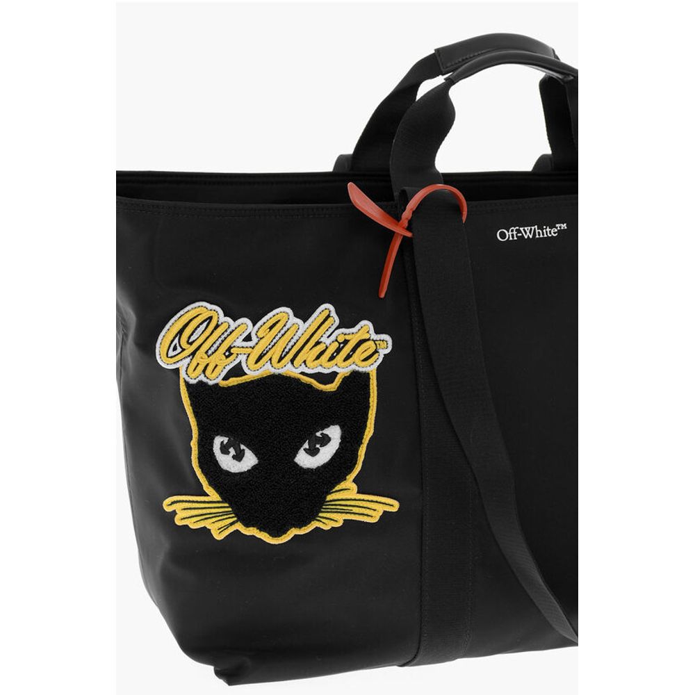 Off-White Maxi Travel Bag with Hard Core Patches - Image 3