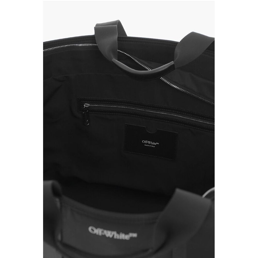 Off-White Maxi Travel Bag with Hard Core Patches - Image 4