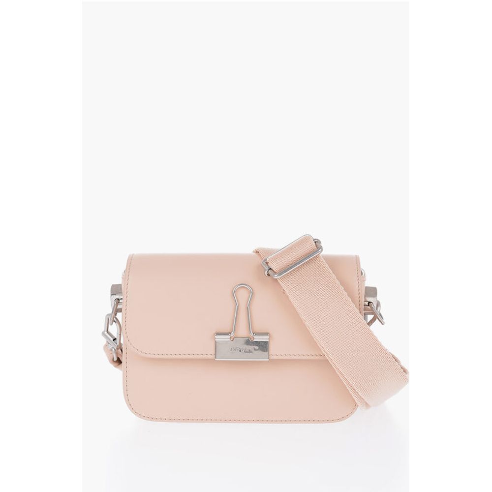 Off-White Solid Color PLAIN BINDER Leather Crossbody Bag