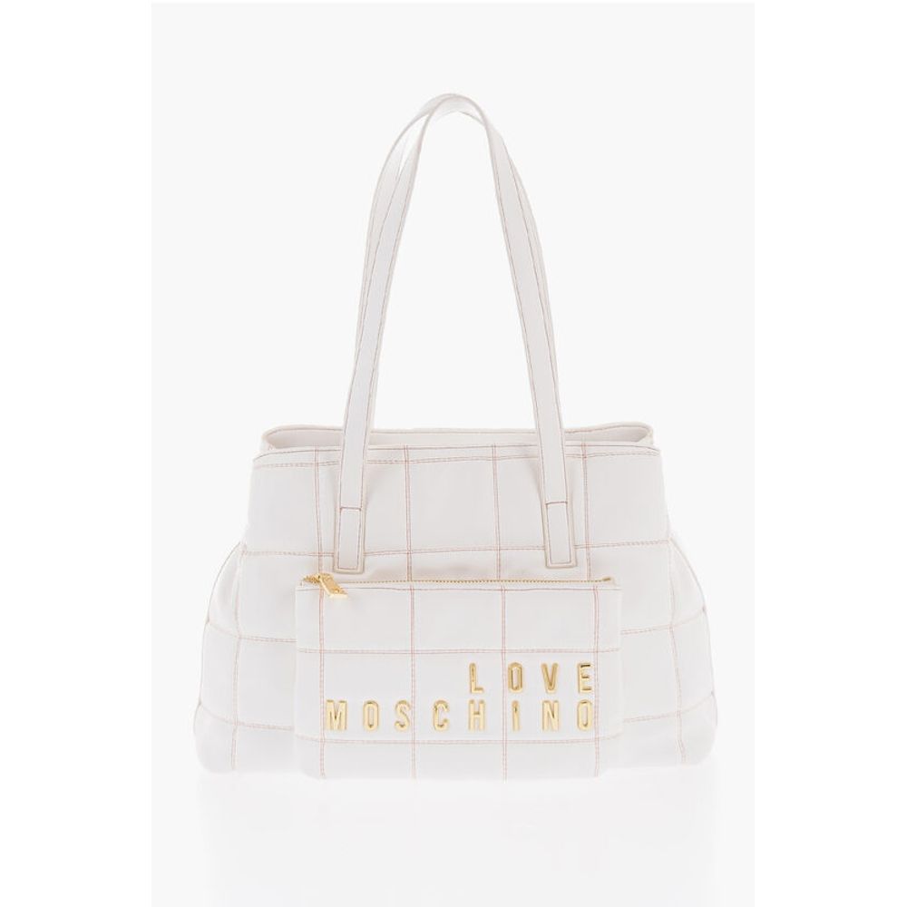 Moschino LOVE Quilted Faux Leather Shoulder Bag with Golden Logo