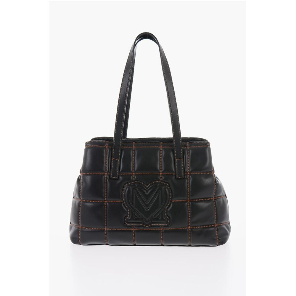 Moschino LOVE Quilted Faux Leather Shoulder Bag with Golden Logo - Image 3
