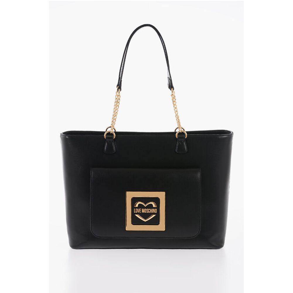 Moschino LOVE Faux Leather Tote Bag with Golden Details