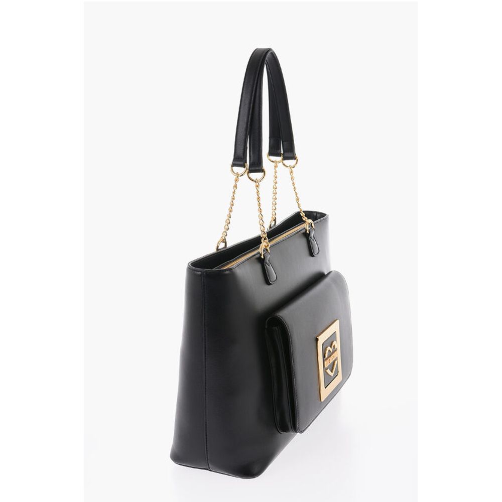 Moschino LOVE Faux Leather Tote Bag with Golden Details - Image 2