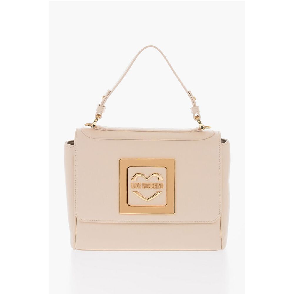 Moschino LOVE Faux Leather Shoulder Bag with Metal Golden Logo