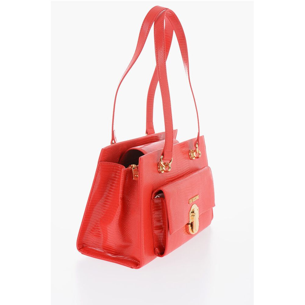 Moschino LOVE Faux Leather Shoulder Bag with Golden Details - Image 2